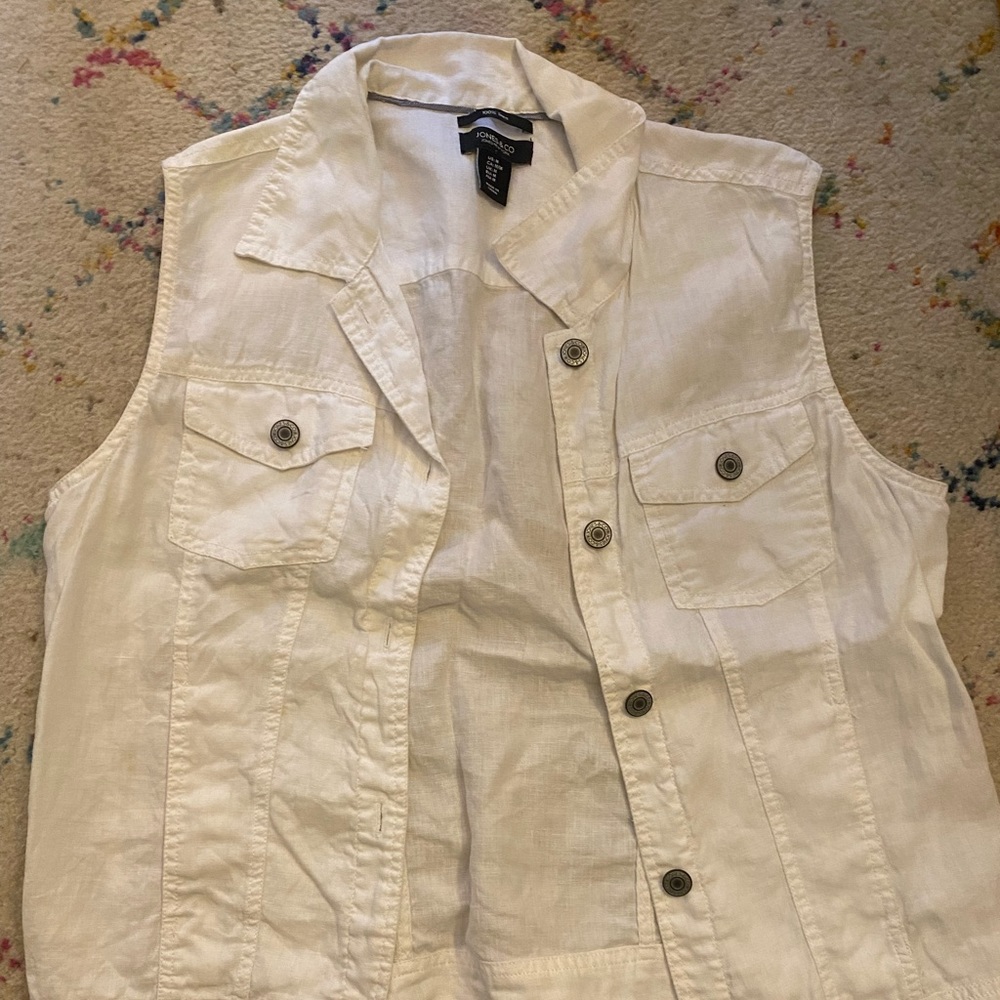 Jones co linen shirt sleeveless top coverup button down